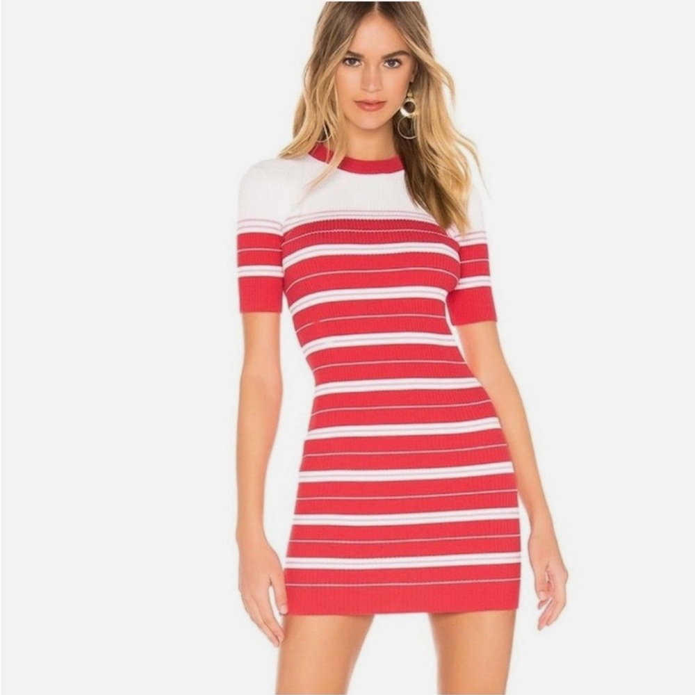 Amanda Uprichard Red and White Striped Mini Dress
